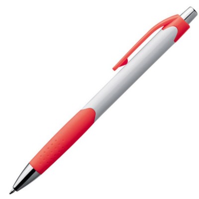 Branded Promotional PLASTIC BALL PEN in White & Red Pen From Concept Incentives.