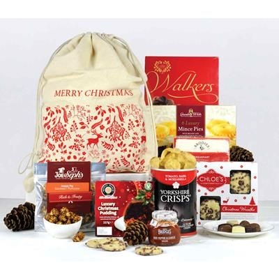 Branded Promotional FATHER CHRISTMAS SANTA SACK FOC FULL COLOUR GIFT CARD Hamper From Concept Incentives.