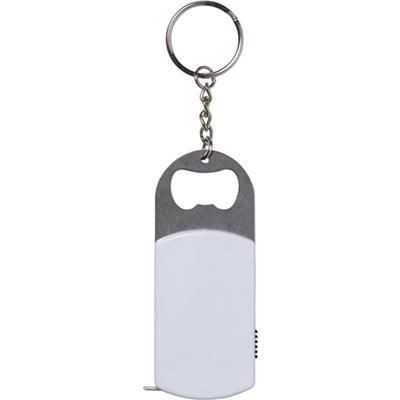 Branded Promotional BOTTLE OPENER with Steel Keyring in White Bottle Opener From Concept Incentives.