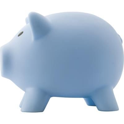 Branded Promotional PLASTIC PIGGY BANK MONEY BOX in Pale Blue Money Box From Concept Incentives.