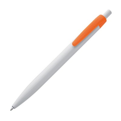 Branded Promotional PLASTIC BALL PEN in White & Orange Pen From Concept Incentives.