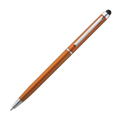 Branded Promotional PLASTIC BALL PEN & PDA TOUCH SCREEN STYLUS in Orange Pen From Concept Incentives.