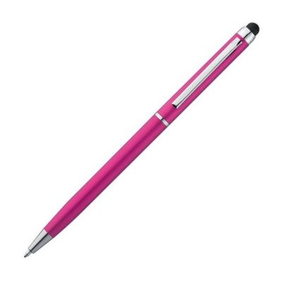 Branded Promotional PLASTIC BALL PEN & PDA TOUCH SCREEN STYLUS in Pink Pen From Concept Incentives.