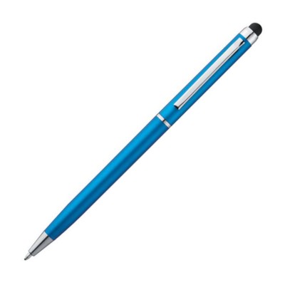 Branded Promotional PLASTIC BALL PEN & PDA TOUCH SCREEN STYLUS in Light Blue Pen From Concept Incentives.