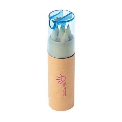 Branded Promotional COLOUR TUBE WOOD PENCIL SET in Blue Pencil From Concept Incentives.