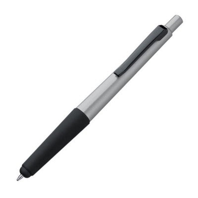 Branded Promotional PLASTIC BALL PEN & PDA TOUCH SCREEN STYLUS in Grey Pen From Concept Incentives.