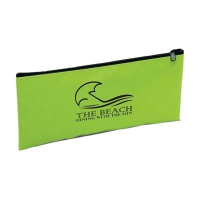 Branded Promotional POLYESTER MULTI POUCH CASE in Lime Pencil Case From Concept Incentives.