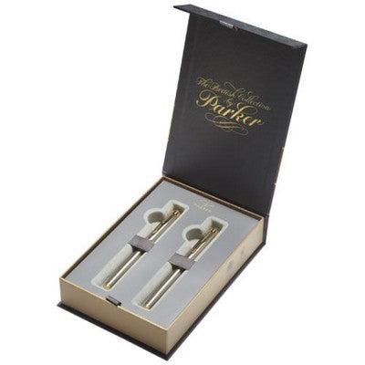 Branded Promotional PARKER DUO PEN GIFT SET BOX in Anthracite Grey Pen Set From Concept Incentives.