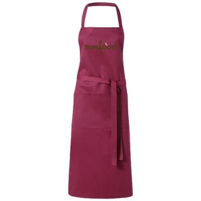 Branded Promotional VIERA APRON with 2 Pockets in Burgundy Apron From Concept Incentives.
