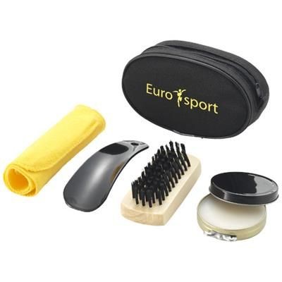Branded Promotional HAMMOND SHOE POLISH KIT in Black Solid Shoe Shine Kit From Concept Incentives.