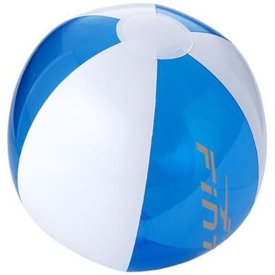 Branded Promotional BONDI SOLID AND CLEAR TRANSPARENT BEACH BALL in Blue from Concept Incentives.