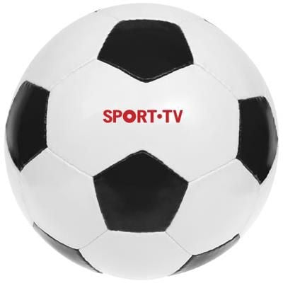 Branded Promotional CURVE SIZE 5 FOOTBALL in White Solid-black Solid Football Ball From Concept Incentives.