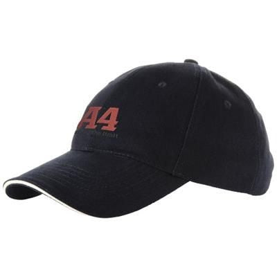 Branded Promotional CHALLENGE 6 PANEL SANDWICH CAP in Navy Baseball Cap From Concept Incentives.