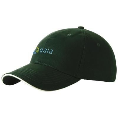 Branded Promotional CHALLENGE 6 PANEL SANDWICH CAP in Green Baseball Cap From Concept Incentives.