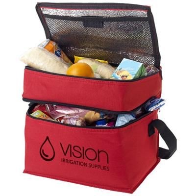 Branded Promotional OSLO 2-ZIPPERED COMPARTMENTS COOL BAG in Red Cool Bag From Concept Incentives.