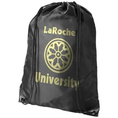 Branded Promotional ORIOLE PREMIUM DRAWSTRING BACKPACK RUCKSACK in Black Solid Bag From Concept Incentives.