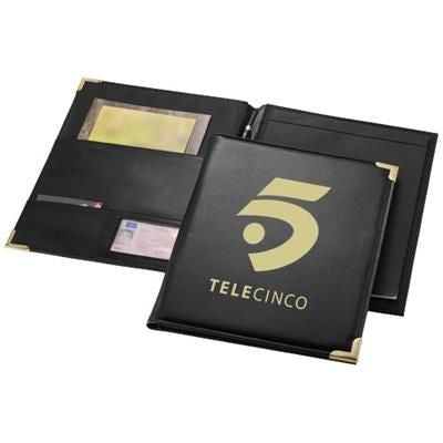 Branded Promotional CAMBRIDGE A4 PORTFOLIO in Black Solid Conference Folder From Concept Incentives.