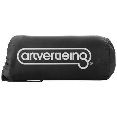 Branded Promotional HUGGY FLEECE PLAID PICNIC BLANKET with Carry Pouch in Black Solid Blanket From Concept Incentives.