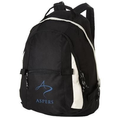 Branded Promotional COLORADO COVERED ZIPPER BACKPACK RUCKSACK in Black Solid Bag From Concept Incentives.