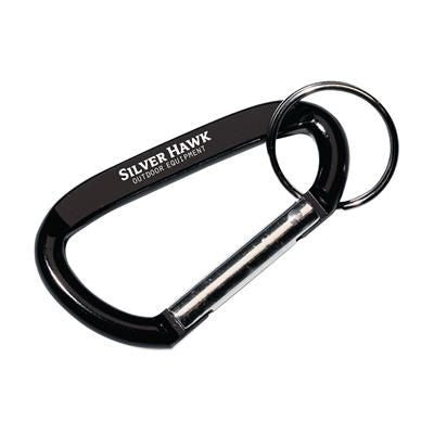 Branded Promotional METAL CARABINER HOOK KEYRING in Black Keyring From Concept Incentives.