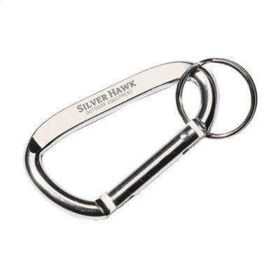 Branded Promotional CARABINEKEY CARABINER HOOK in Silver Keyring From Concept Incentives.