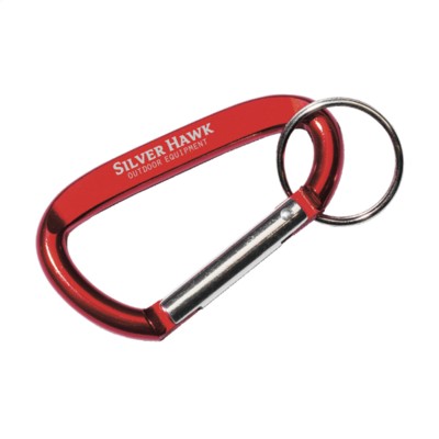 Branded Promotional CARABINEKEY CARABINER HOOK in Red Keyring From Concept Incentives.