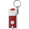 Branded Promotional PLASTIC KEYRING TORCH LIGHT & TROLLEY COIN in Silver & Red Keyring From Concept Incentives.