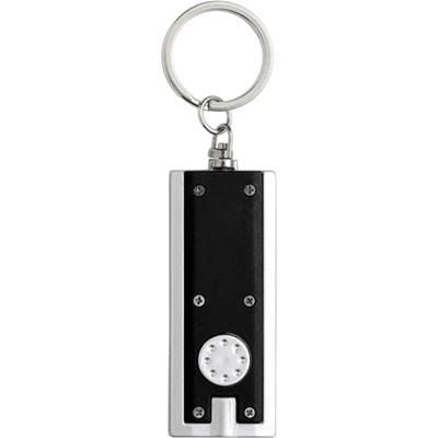 Branded Promotional PLASTIC KEY HOLDER with Light in Black Keyring From Concept Incentives.