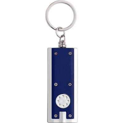 Branded Promotional PLASTIC KEY HOLDER with Light in Transparent Blue Keyring From Concept Incentives.