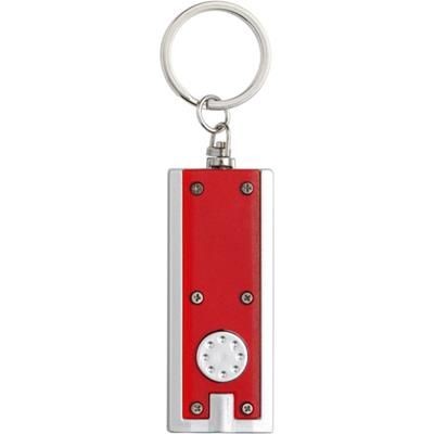 Branded Promotional PLASTIC KEY HOLDER with Light in Transparent Red Keyring From Concept Incentives.