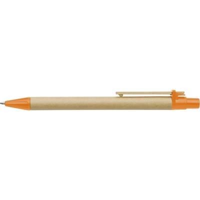 Branded Promotional LEAF ECO FRIENDLY BALL PEN in Natural & Orange Pen From Concept Incentives.