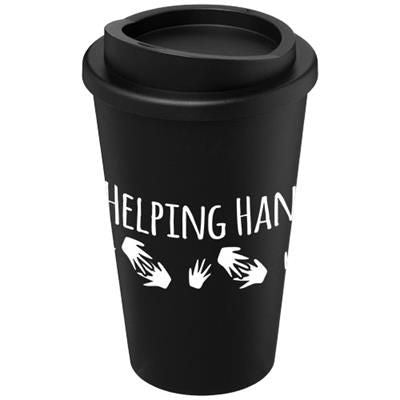 Branded Promotional AMERICANO¬Æ 350 ML THERMAL INSULATED TUMBLER in Black Solid Travel Mug From Concept Incentives.