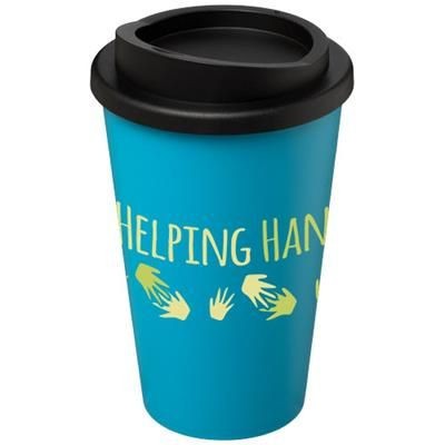 Branded Promotional AMERICANO¬Æ 350 ML THERMAL INSULATED TUMBLER in Aqua Blue-black Solid Travel Mug From Concept Incentives.