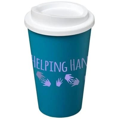 Branded Promotional AMERICANO¬Æ 350 ML THERMAL INSULATED TUMBLER in Aqua Blue-black Solid Travel Mug From Concept Incentives.