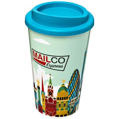 Branded Promotional BRITE-AMERICANO 350 ML THERMAL INSULATED TUMBLER in Aqua Travel Mug From Concept Incentives.