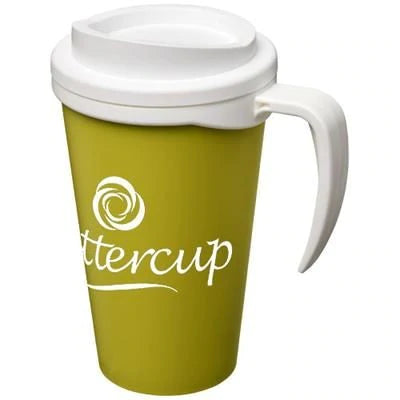 Branded Promotional AMERICANO¬Æ GRANDE 350 ML THERMAL INSULATED MUG in Lime-black Solid Travel Mug From Concept Incentives.