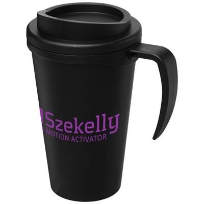 Branded Promotional AMERICANO¬Æ GRANDE 350 ML THERMAL INSULATED MUG in Black Solid Travel Mug From Concept Incentives.