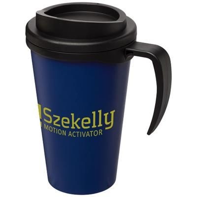 Branded Promotional AMERICANO¬Æ GRANDE 350 ML THERMAL INSULATED MUG in Blue-black Solid Travel Mug From Concept Incentives.