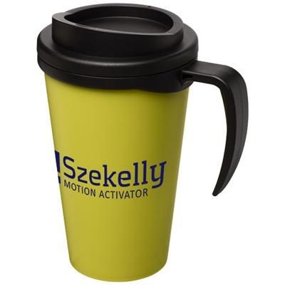 Branded Promotional AMERICANO¬Æ GRANDE 350 ML THERMAL INSULATED MUG in Lime-black Solid Travel Mug From Concept Incentives.
