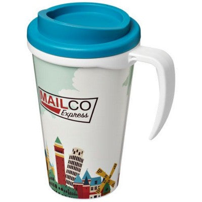 Branded Promotional BRITE-AMERICANO¬Æ GRANDE 350 ML THERMAL INSULATED MUG in White Solid-aqua Travel Mug From Concept Incentives.