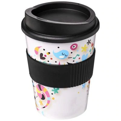 Branded Promotional BRITE-AMERICANO¬Æ MEDIO 300 ML TUMBLER with Grip in Aqua Travel Mug From Concept Incentives.