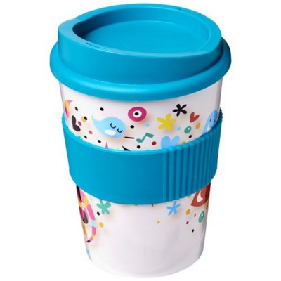 Branded Promotional BRITE-AMERICANO¬Æ MEDIO 300 ML TUMBLER with Grip in Aqua Travel Mug From Concept Incentives.