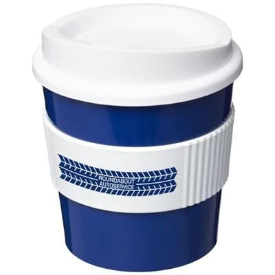 Branded Promotional AMERICANO¬Æ PRIMO 250 ML TUMBLER with Grip in Blue-black Solid Travel Mug From Concept Incentives.
