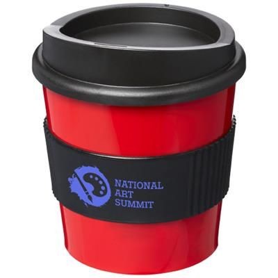 Branded Promotional AMERICANO¬Æ PRIMO 250 ML TUMBLER with Grip in Red-black Solid Travel Mug From Concept Incentives.