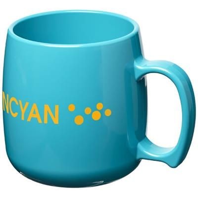 Branded Promotional CLASSIC 300 ML PLASTIC MUG in Aqua Travel Mug From Concept Incentives.