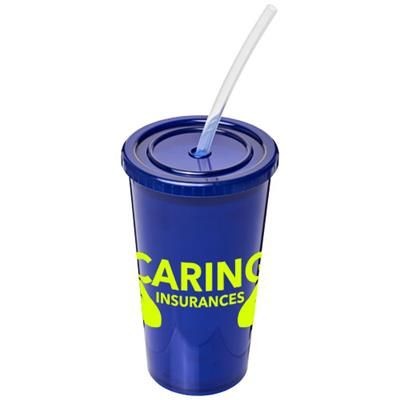 Branded Promotional STADIUM 350 ML DOUBLE-WALLED CUP in Blue Cup Plastic From Concept Incentives.