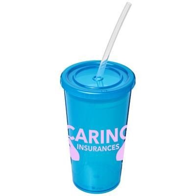 Branded Promotional STADIUM 350 ML DOUBLE-WALLED CUP in Blue Cup Plastic From Concept Incentives.
