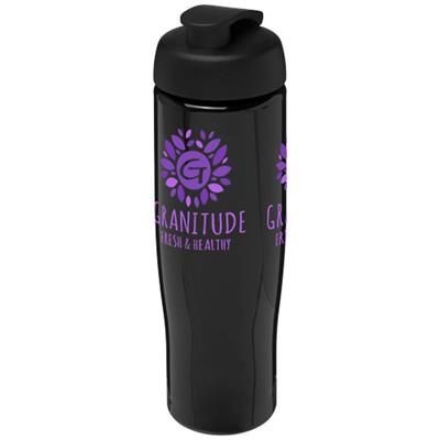 Branded Promotional H2O TEMPO 700 ML FLIP LID SPORTS BOTTLE in Black Solid Sports Drink Bottle From Concept Incentives.