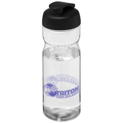 Branded Promotional H2O BASE¬Æ 650 ML FLIP LID SPORTS BOTTLE in Transparent-black Solid Sports Drink Bottle From Concept Incentives.