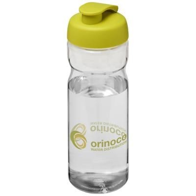 Branded Promotional H2O BASE¬Æ 650 ML FLIP LID SPORTS BOTTLE in Transparent-lime Sports Drink Bottle From Concept Incentives.